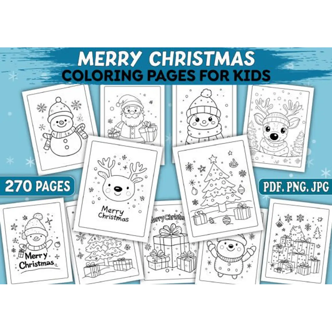 Kit Digital Desenho para Colorir Natal Papai Noel em Png  4
