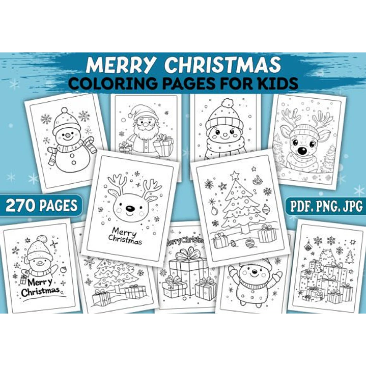 Kit Digital Desenho para Colorir Natal Papai Noel em Png  4