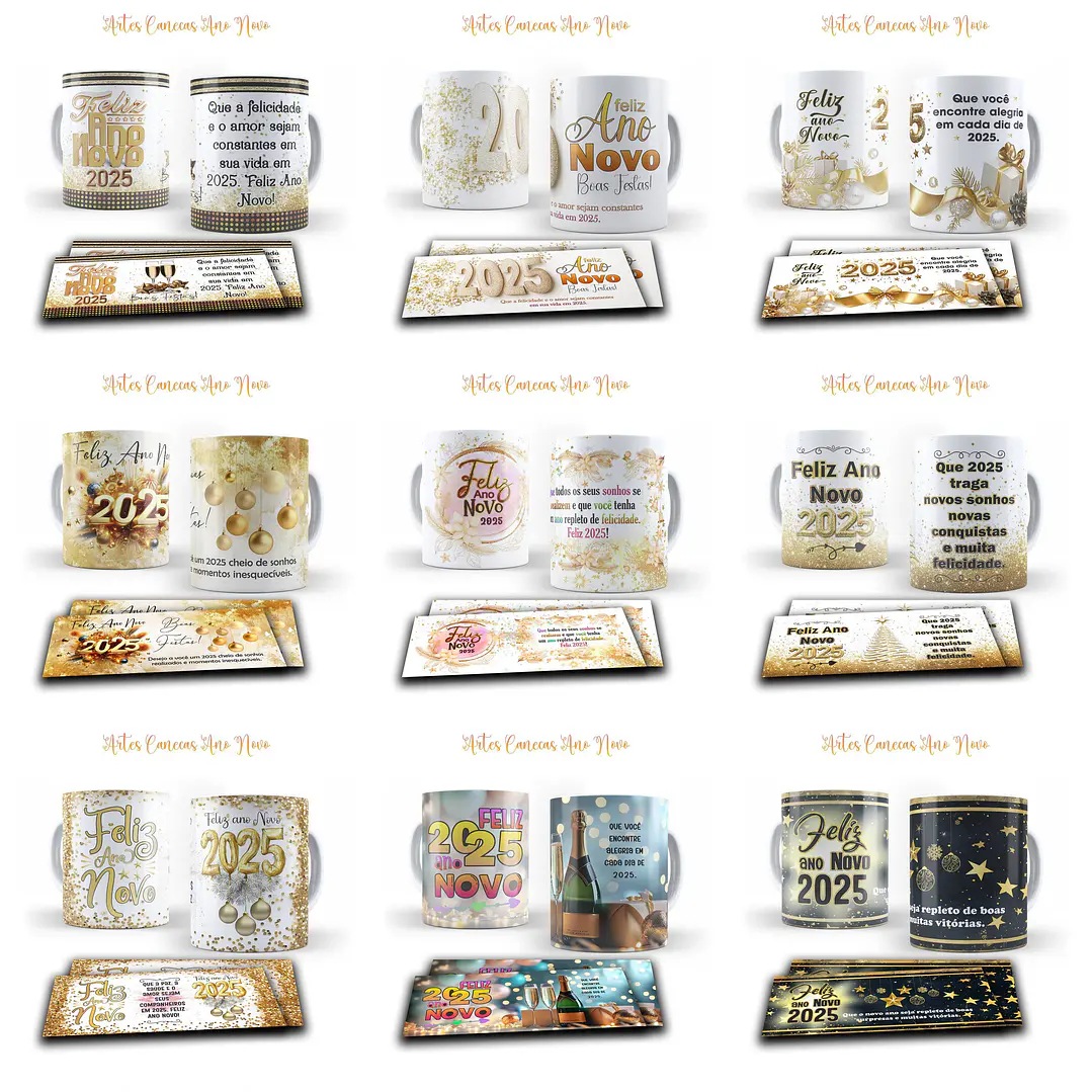 55 Artes Caneca Camisa e Taça Ano Novo 2025 Arquivo Arquivo Editável  4