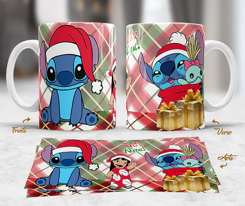 10 Artes Caneca Mickey e Stitch Natal Arquivo em Jpg 