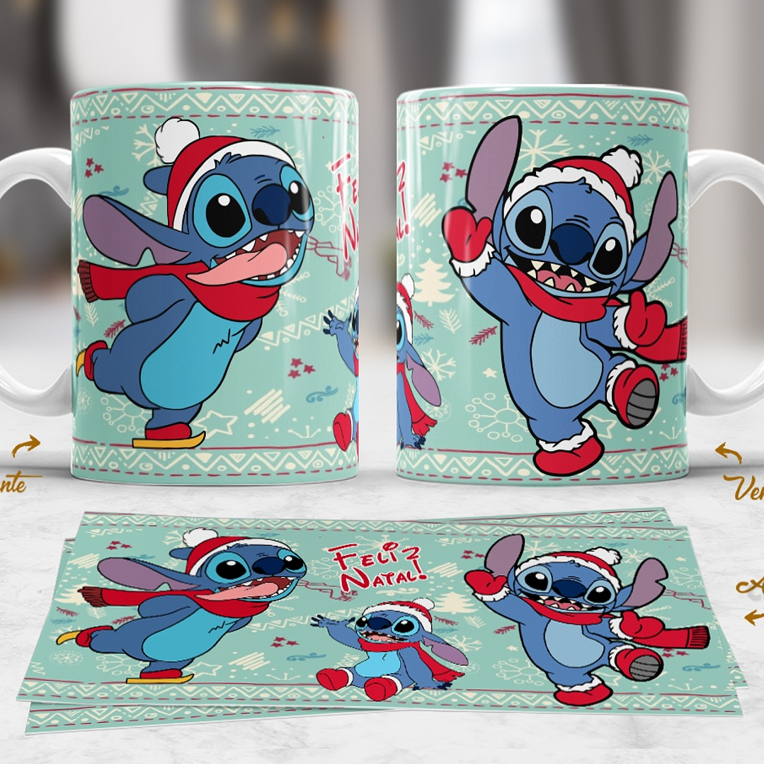 10 Artes Caneca Mickey e Stitch Natal Arquivo em Jpg  2