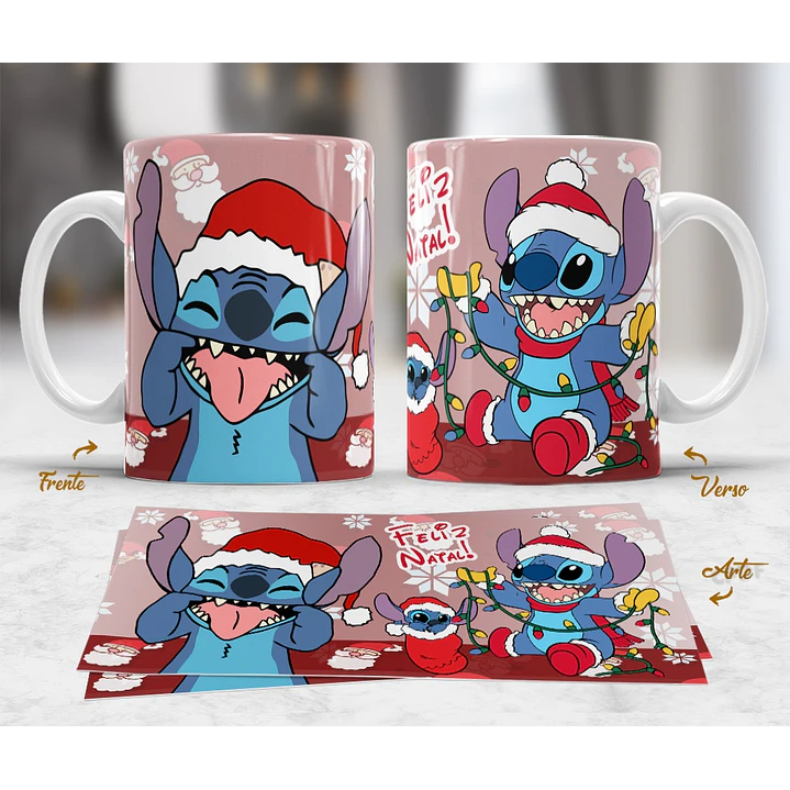 10 Artes Caneca Mickey e Stitch Natal Arquivo em Jpg  3