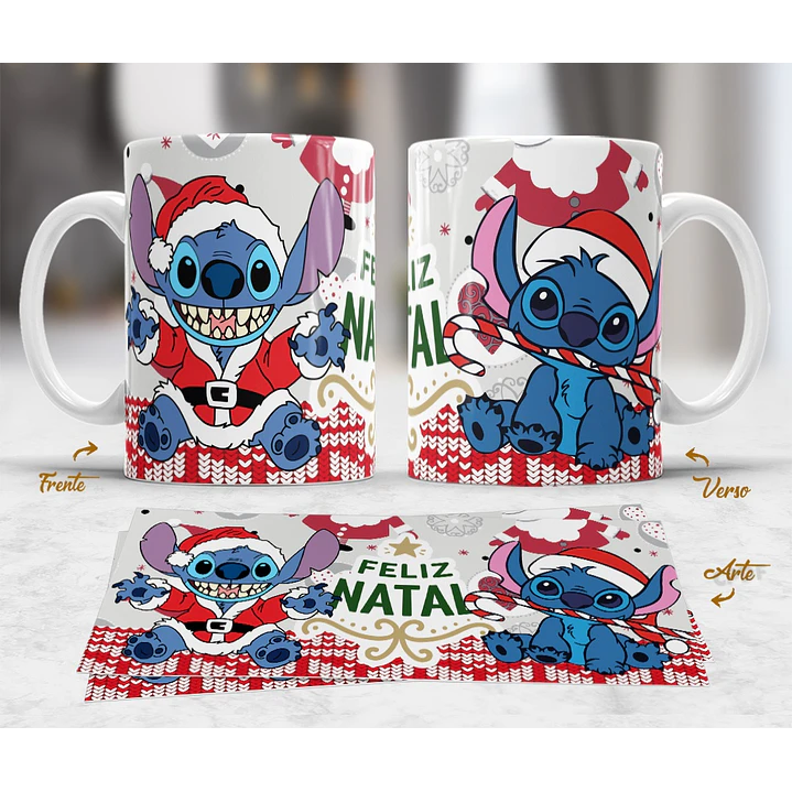 10 Artes Caneca Mickey e Stitch Natal Arquivo em Jpg  4