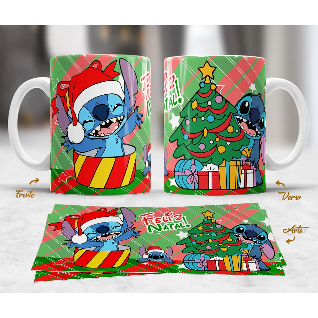 10 Artes Caneca Mickey e Stitch Natal Arquivo em Jpg  10