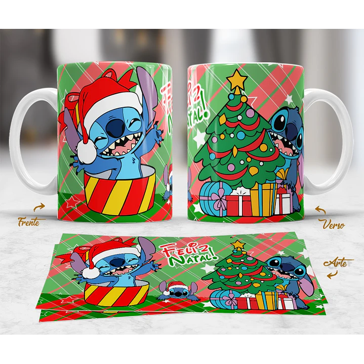 10 Artes Caneca Mickey e Stitch Natal Arquivo em Jpg  10