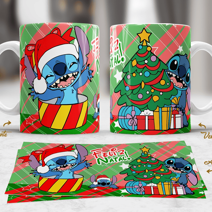 10 Artes Caneca Mickey e Stitch Natal Arquivo em Jpg  10