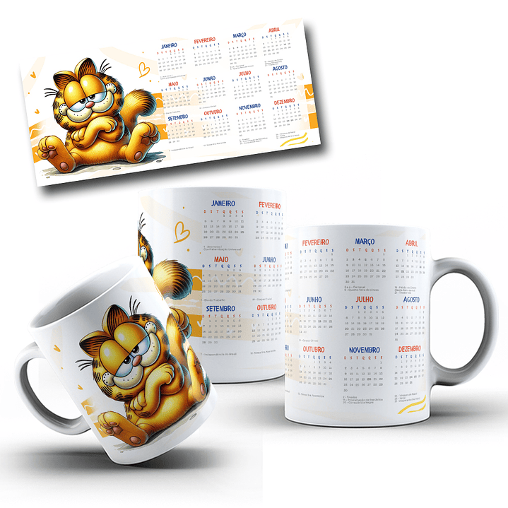 5 Artes para Caneca Personagens Calendário 2025 Arquivo em Jpg 5