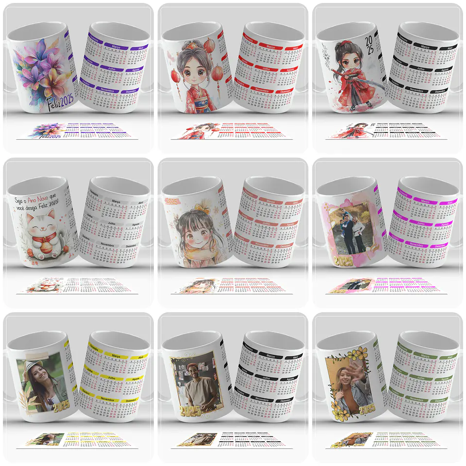 40 Artes para Caneca Calendário 2025 Arquivo em Png 1