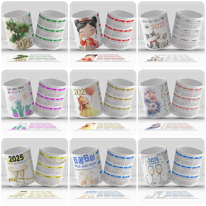 40 Artes para Caneca Calendário 2025 Arquivo em Png 4