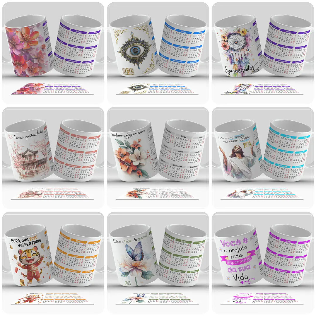 40 Artes para Caneca Calendário 2025 Arquivo em Png 5