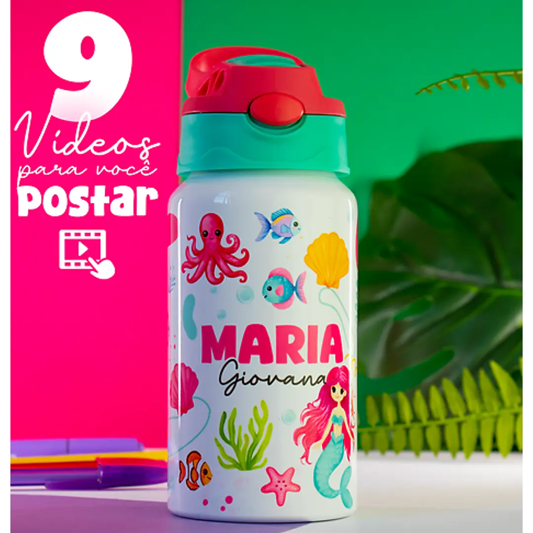 52 Artes para Caneca Squeeze Toalhinhas e Etiquetas Volta as aulas Arquivo em Png 8
