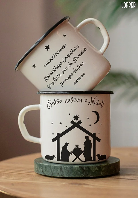 Arte Caneca Então nasceu o Natal Arquivo em Png 