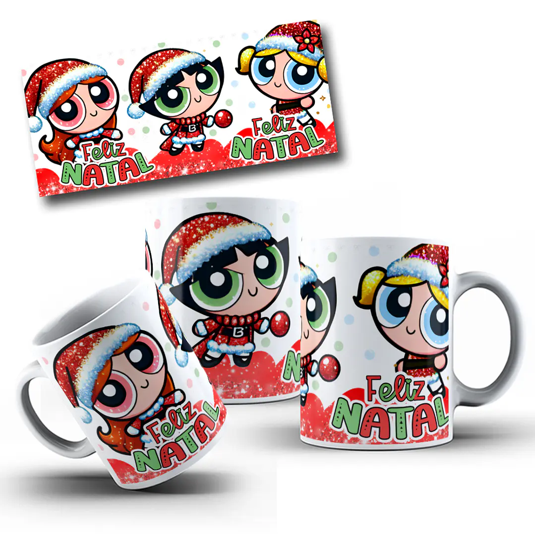 Arte Caneca Meninas Super Poderosas Natal Arquivo em Png  1