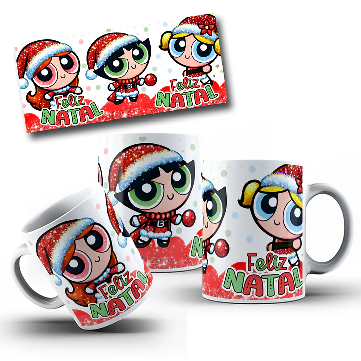 Arte Caneca Meninas Super Poderosas Natal Arquivo em Png  1