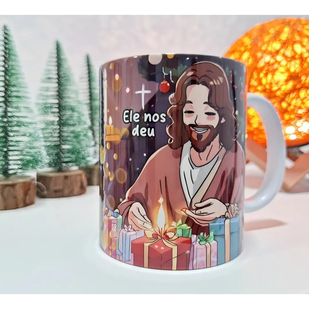 Arte Caneca O maior presente ele nos Deu Natal Jesus Arquivo em Jpg  1