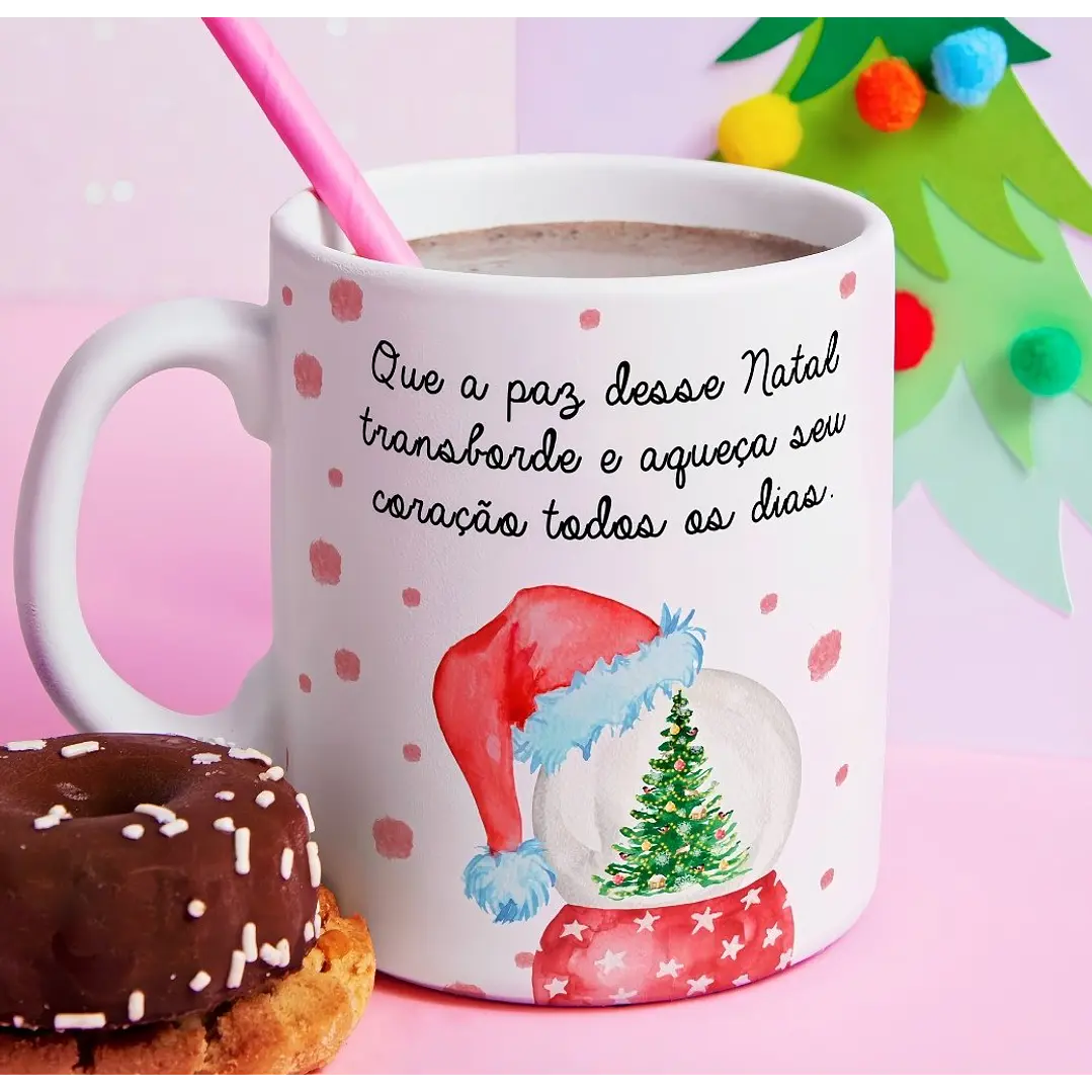 Arte Caneca Que a paz desse Natal transborde e aqueça seu coração todos os dias Arquivo em Jpg 1