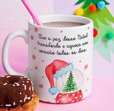 Arte Caneca Que a paz desse Natal transborde e aqueça seu coração todos os dias Arquivo em Jpg