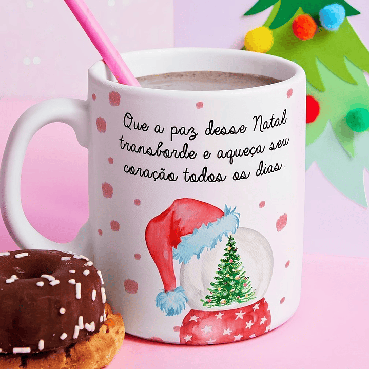 Arte Caneca Que a paz desse Natal transborde e aqueça seu coração todos os dias Arquivo em Jpg 1