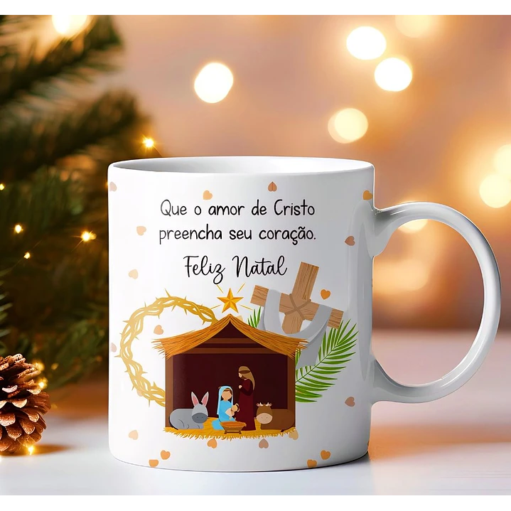 Arte Caneca Que o amor de Cristo preencha seu coração Feliz Natal Arquivo em Jpg 1
