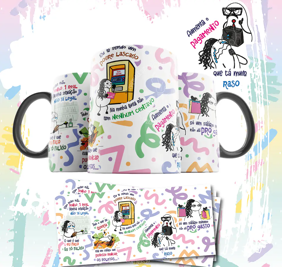 Arte Caneca Pobre Lascado Saio mais não tenho um real, minha situação não ta legal Arquivo em Jpg 1
