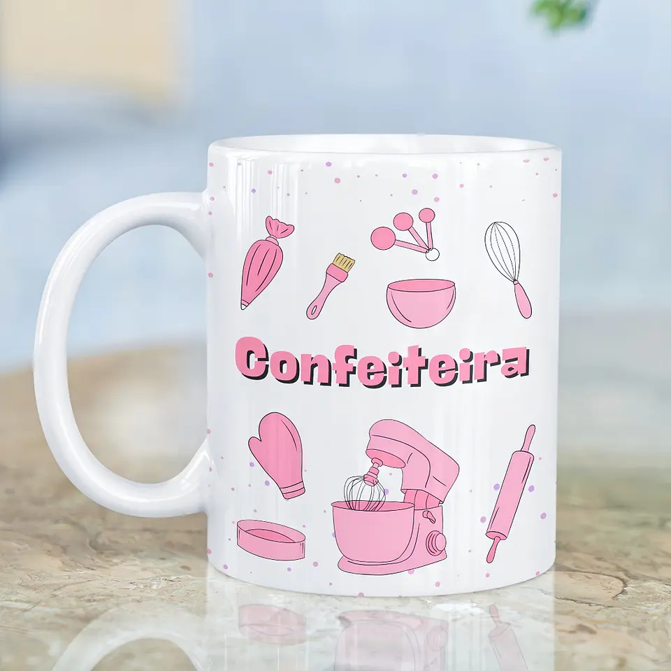 Artes Caneca Profissão Confeiteiro Arquivo em Png  1