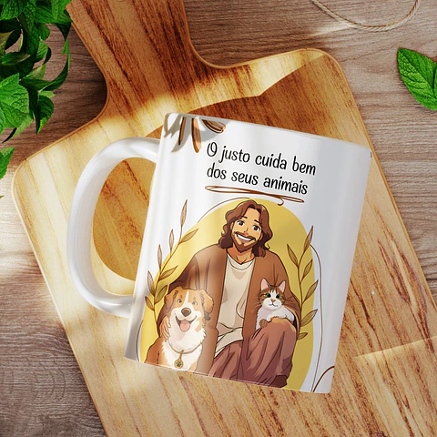 Artes para Caneca O justo cuida bem dos seus animais Provérbios 12:10 Arquivo em Jpg