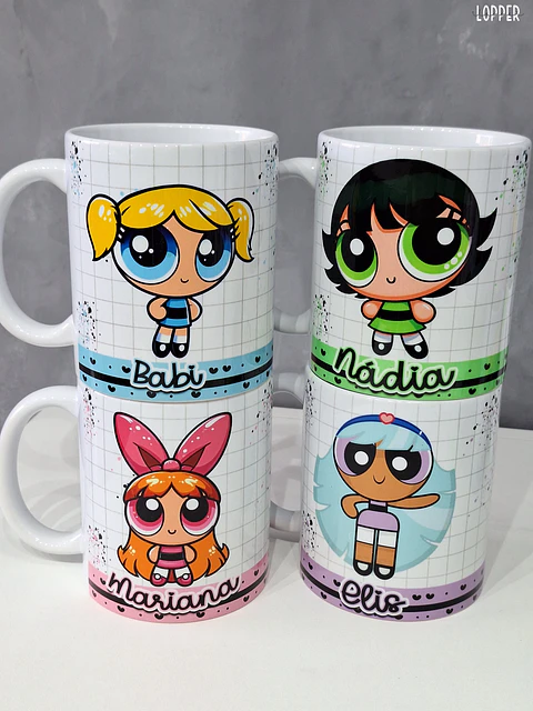 4 Artes para Caneca Meninas Super Poderosas Arquivo em Png 
