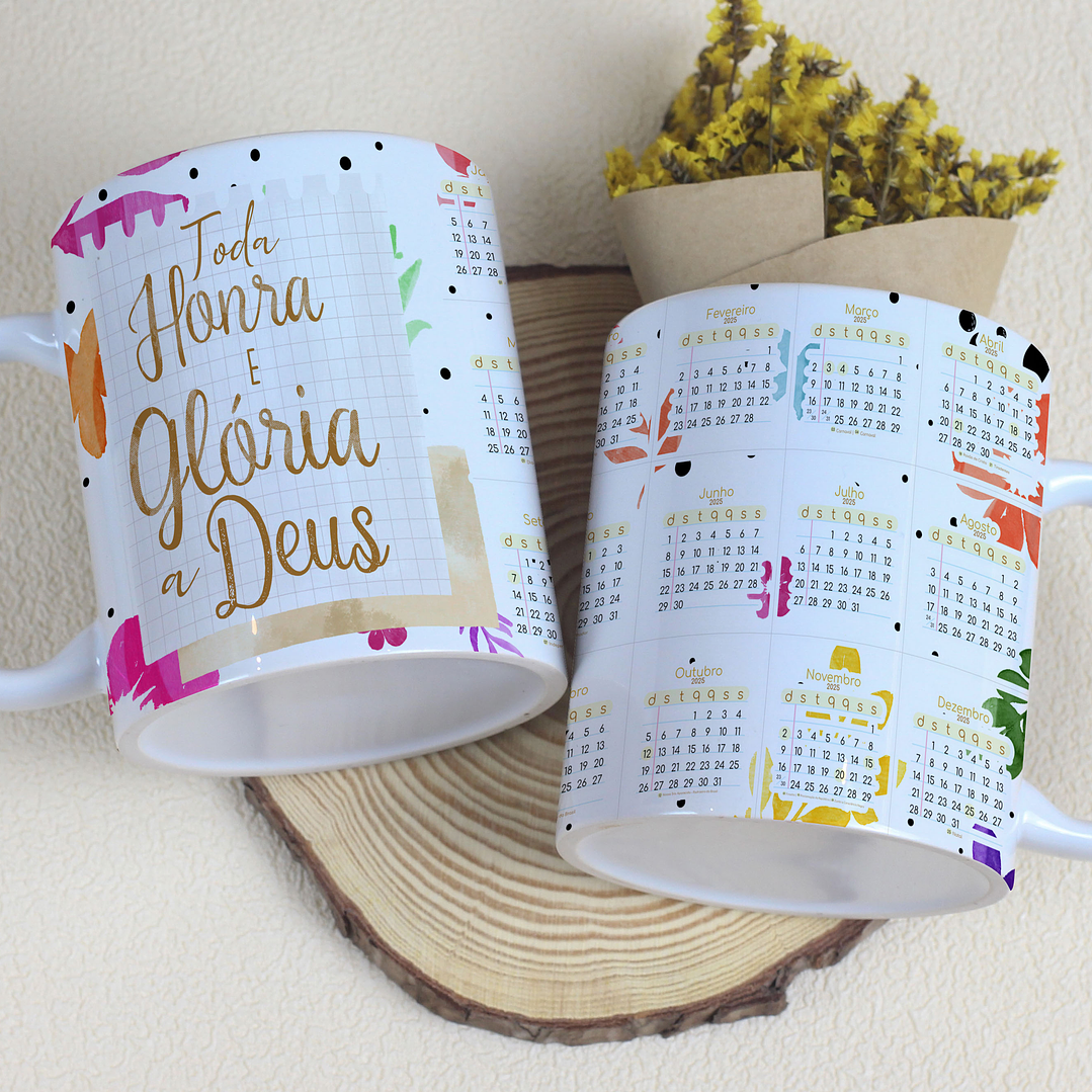 6 Artes para Caneca Calendário 2025 Frases Arquivo Editável  3