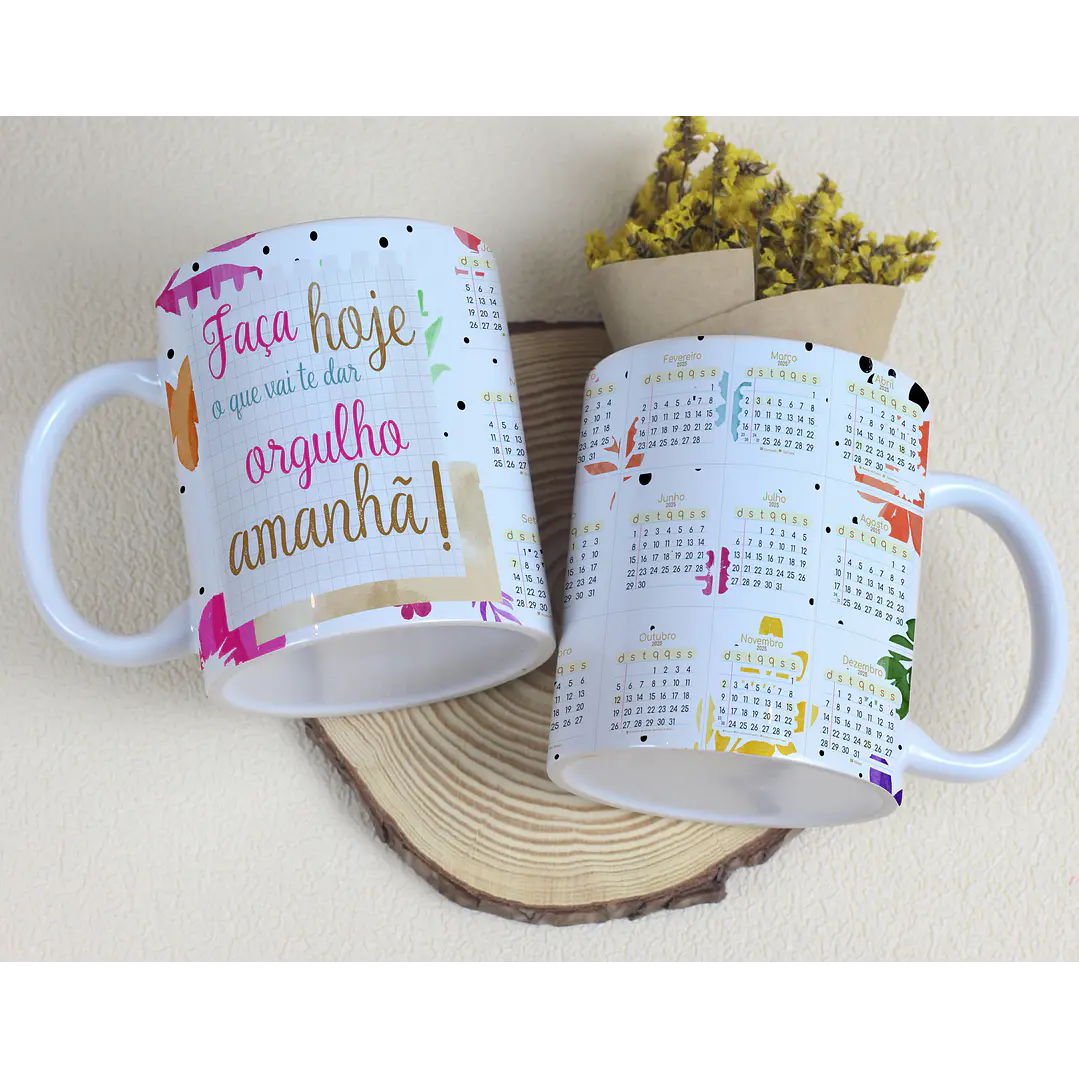 6 Artes para Caneca Calendário 2025 Frases Arquivo Editável  4
