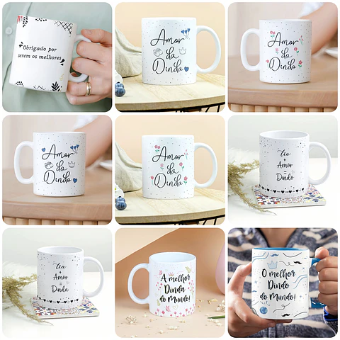 9 Artes para Caneca Dindos e Dindas Arquivo em Jpg 