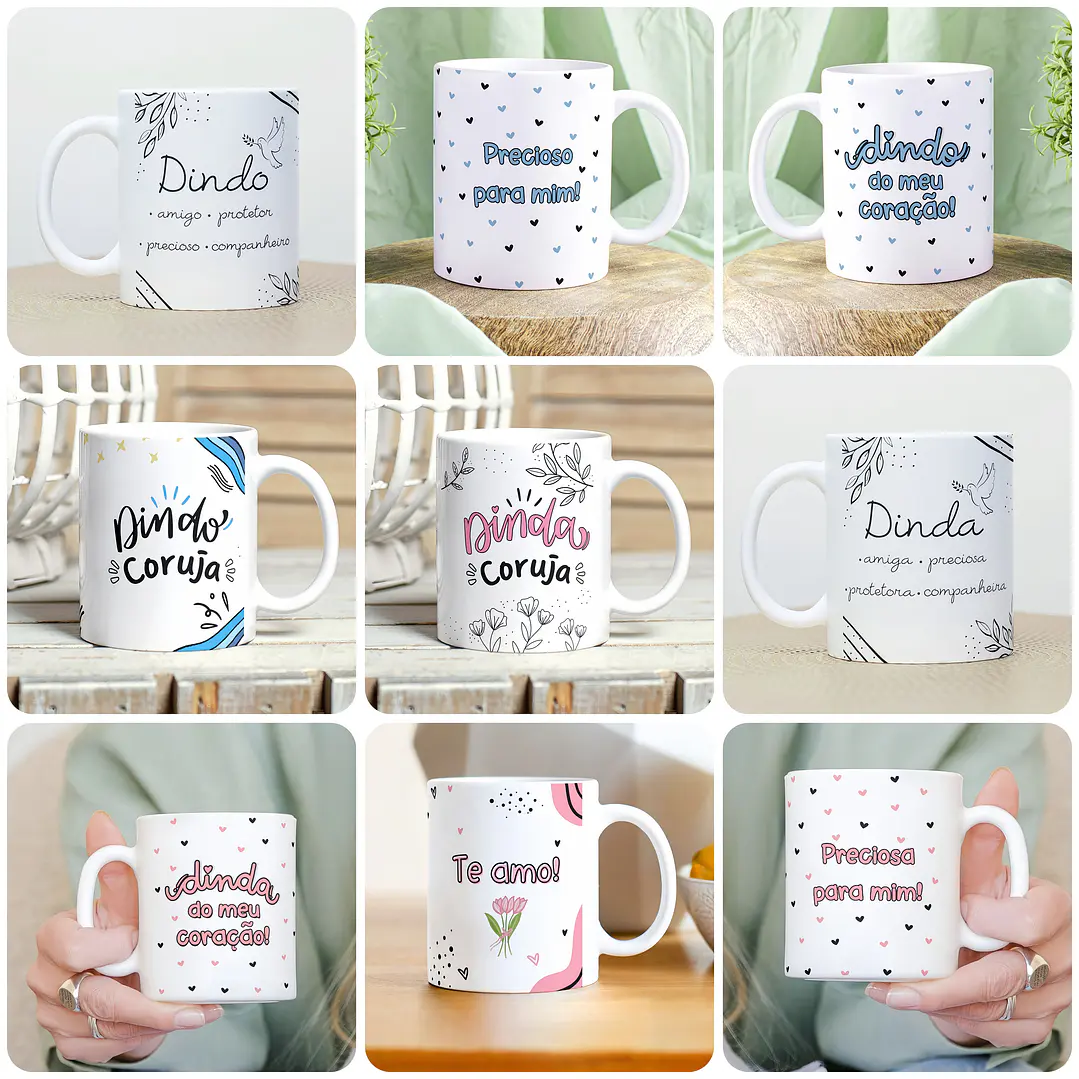 9 Artes para Caneca Dindos e Dindas Arquivo em Jpg  2