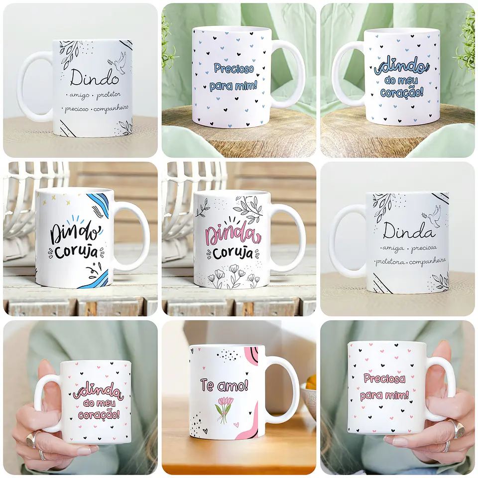 9 Artes para Caneca Dindos e Dindas Arquivo em Jpg  2