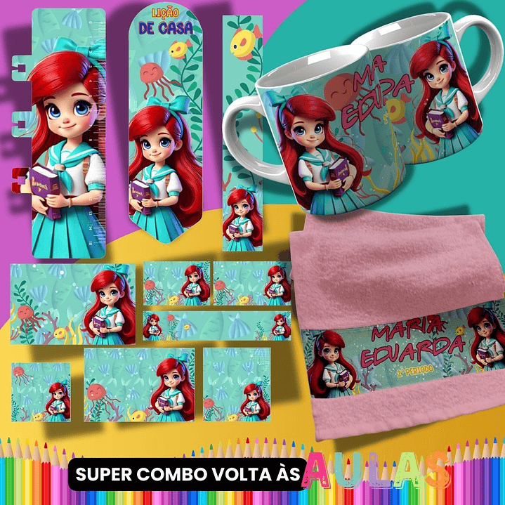 36 Artes para Caneca, Garrafinha e Toalha Princesas da Disney Arquivo Editável  5