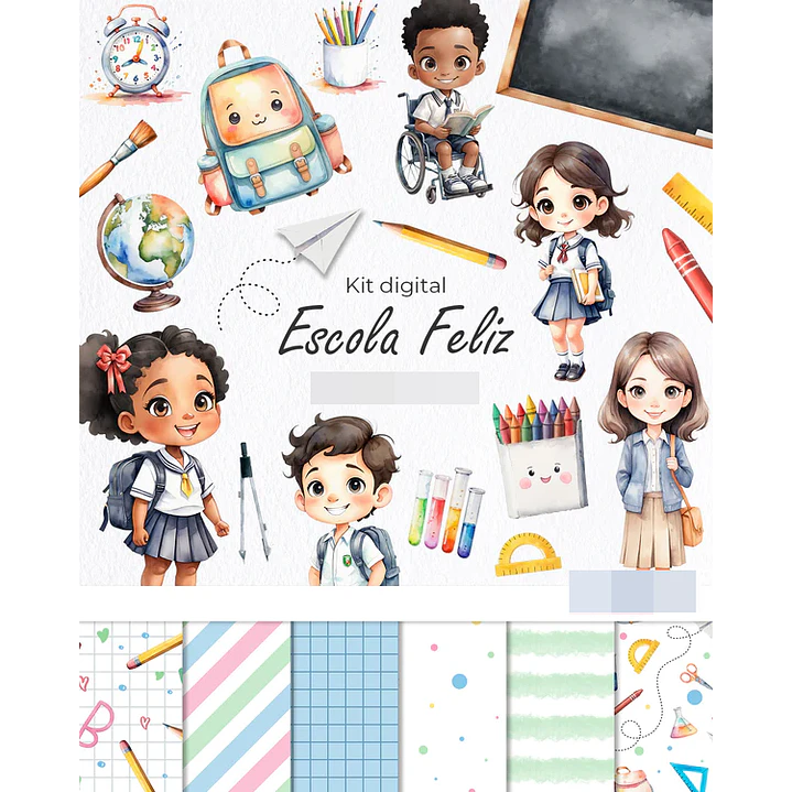 Kit Digital Escola Feliz Volta as aulas em Png   1