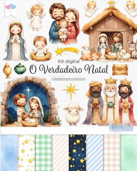 Kit Digital O verdadeiro Natal em Png 