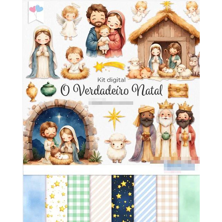 Kit Digital O verdadeiro Natal em Png  1