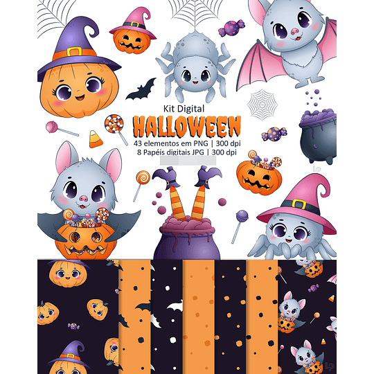 Kit Digital Halloween em Png 