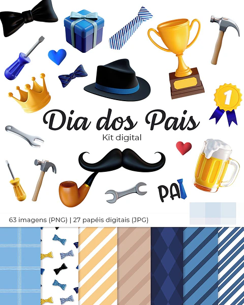 Kit Digital Dia dos Pais em Png  