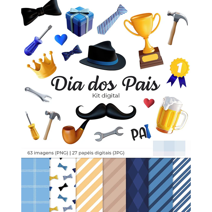 Kit Digital Dia dos Pais em Png   1