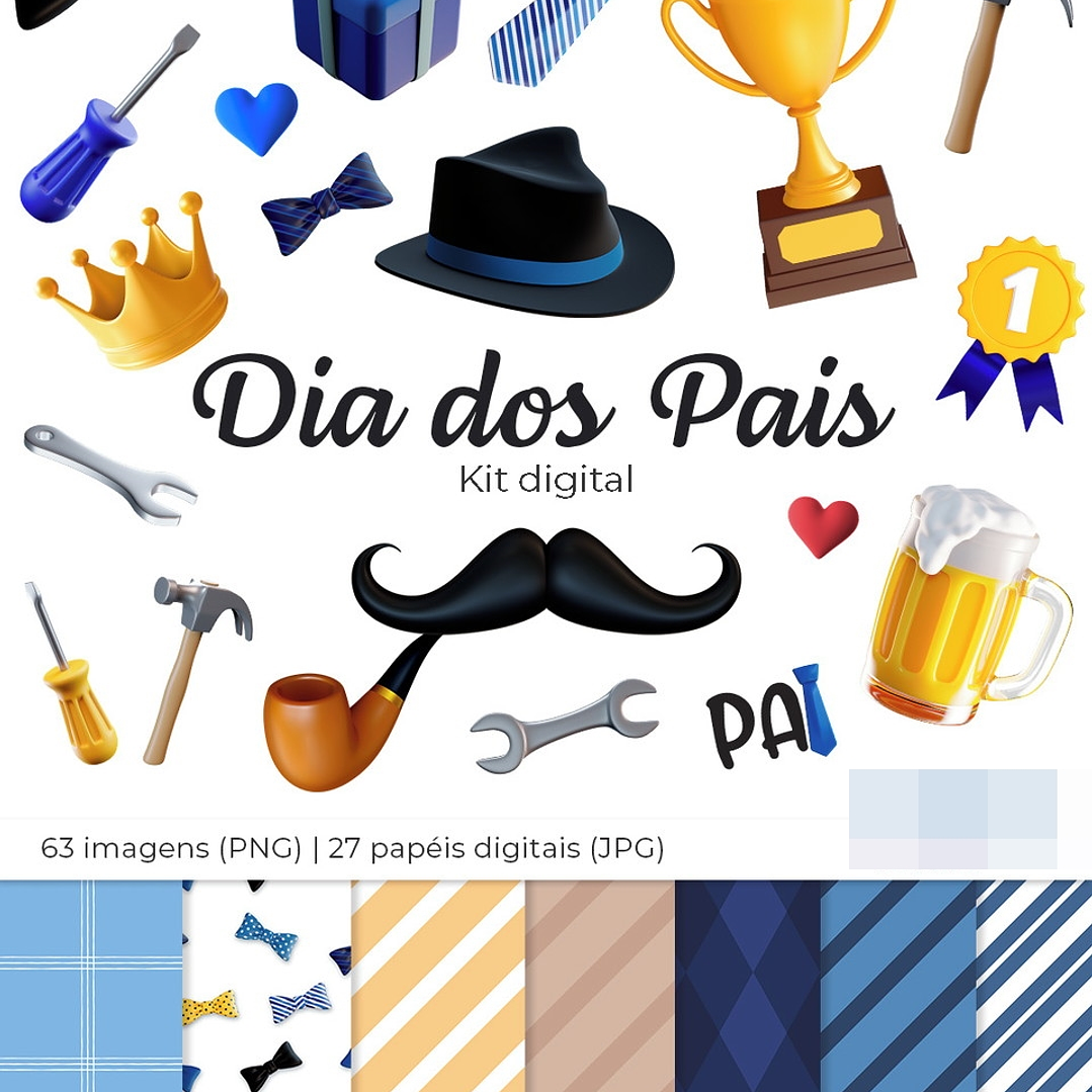 Kit Digital Dia dos Pais em Png   1