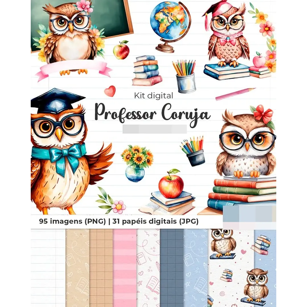Kit Digital Professor Coruja em Png  1