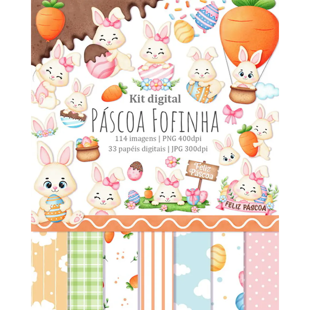 Kit Digital Páscoa Fofinha em Png 1