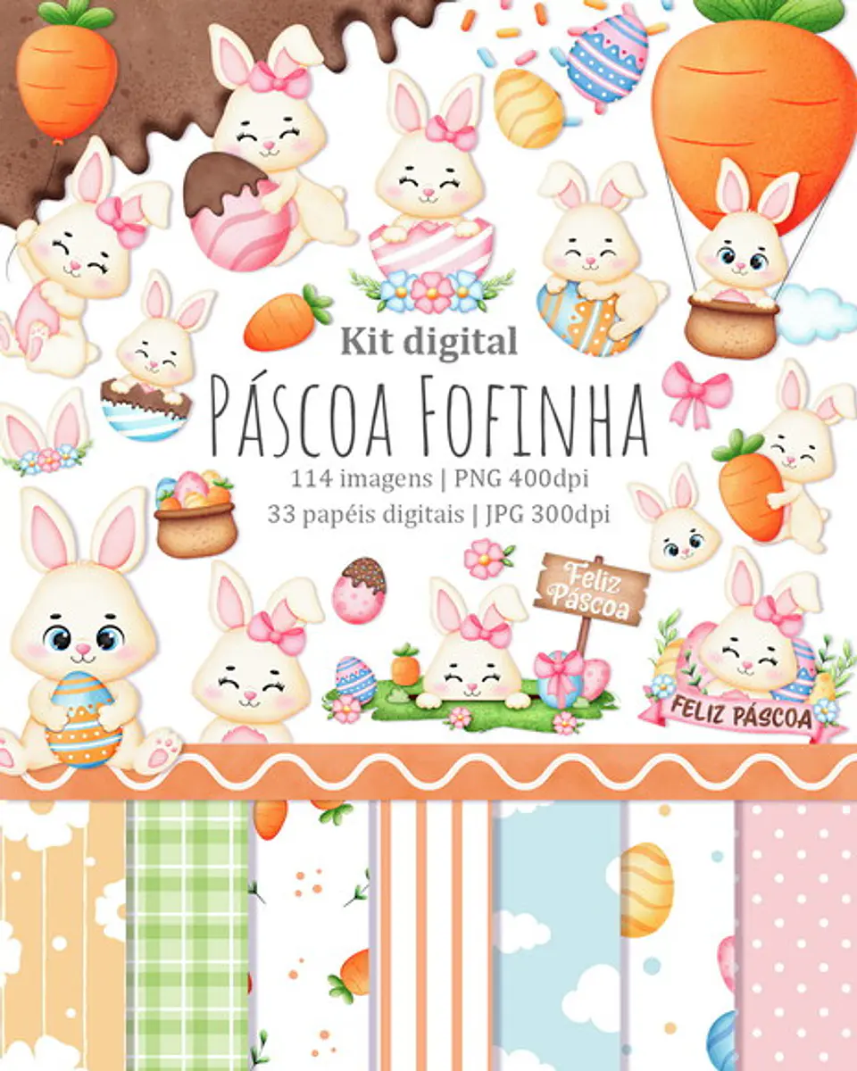 Kit Digital Páscoa Fofinha em Png 1