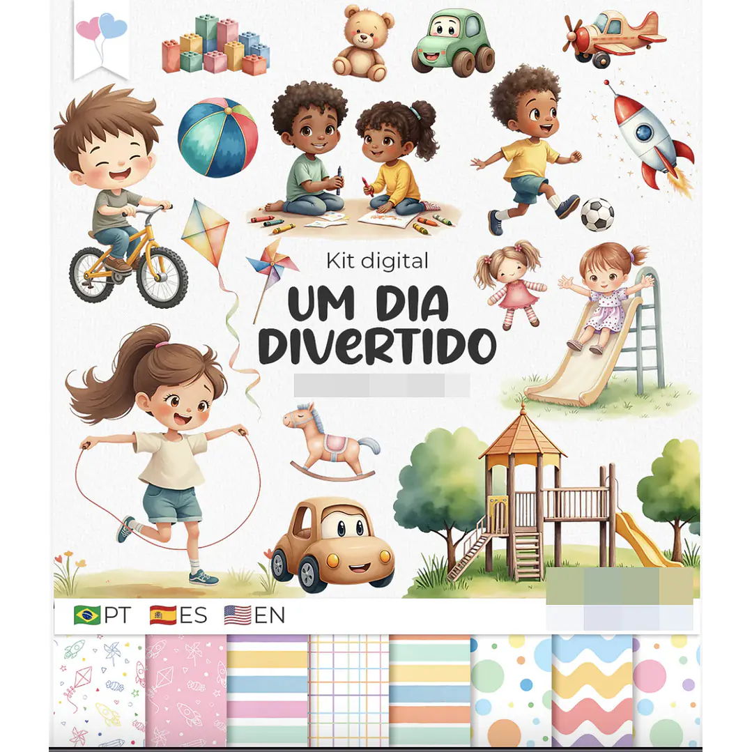 Kit Digital Um dia divertido Crianças em Png  1