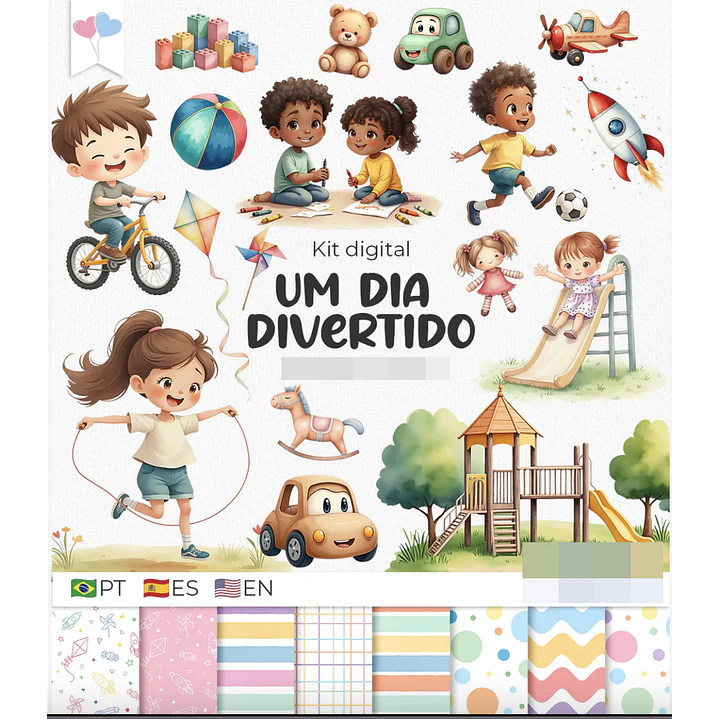 Kit Digital Um dia divertido Crianças em Png  1