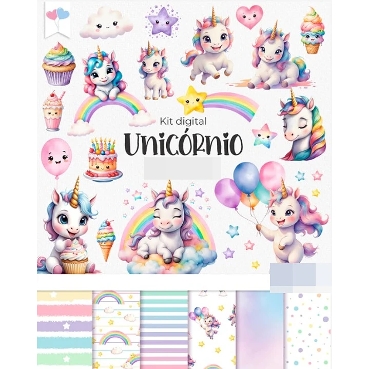 Kit Digital Unicornio em Png 1