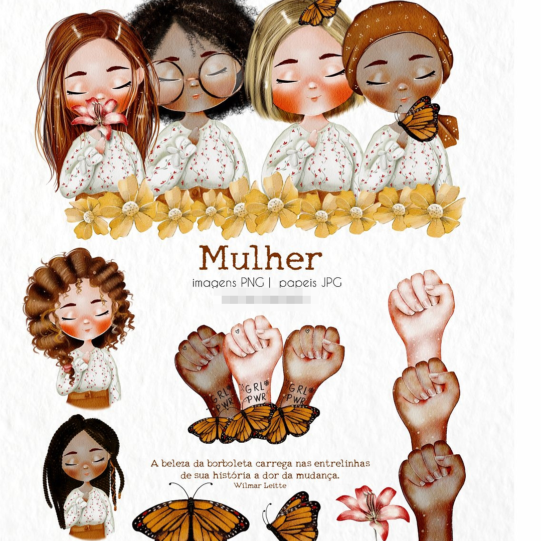 Kit Digital Dia das Mulheres Aquarelado Png  1