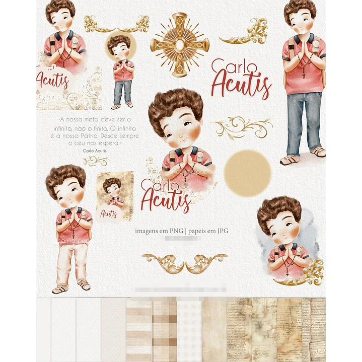 Kit Digital Beato Carlos Acutis Aquarelado Png  1