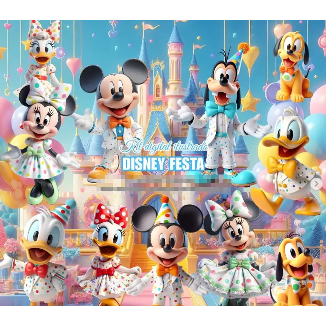 Kit Digital Disney Festa em Png  1