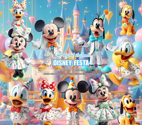 Kit Digital Disney Festa em Png 